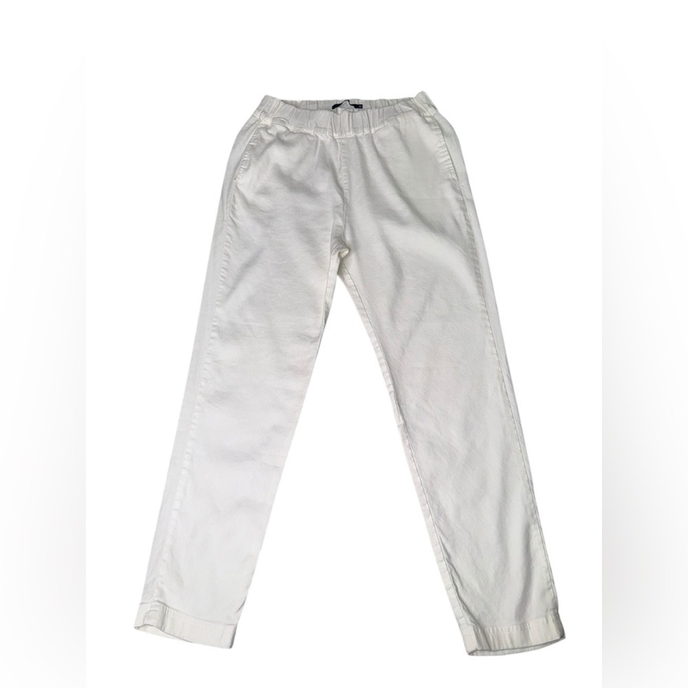 Jarbo Linen-Blend Pull-On Pants – White Slim Straight Leg, Minimalist Luxe - Picture 2 of 5